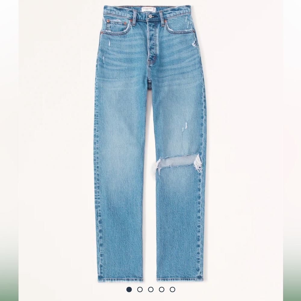 Abercrombie & Fitch Dad High Rise Jeans Ripped Medium Wash 27L